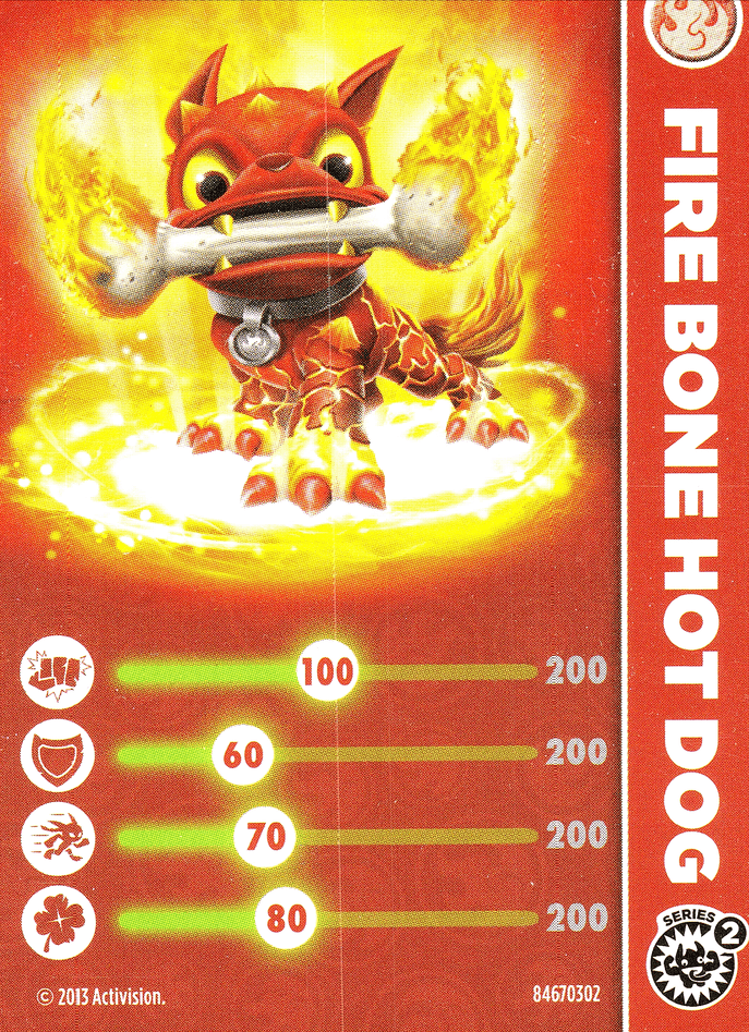 Skylanders Swap Force Fire Bone Hot Dog Karte
