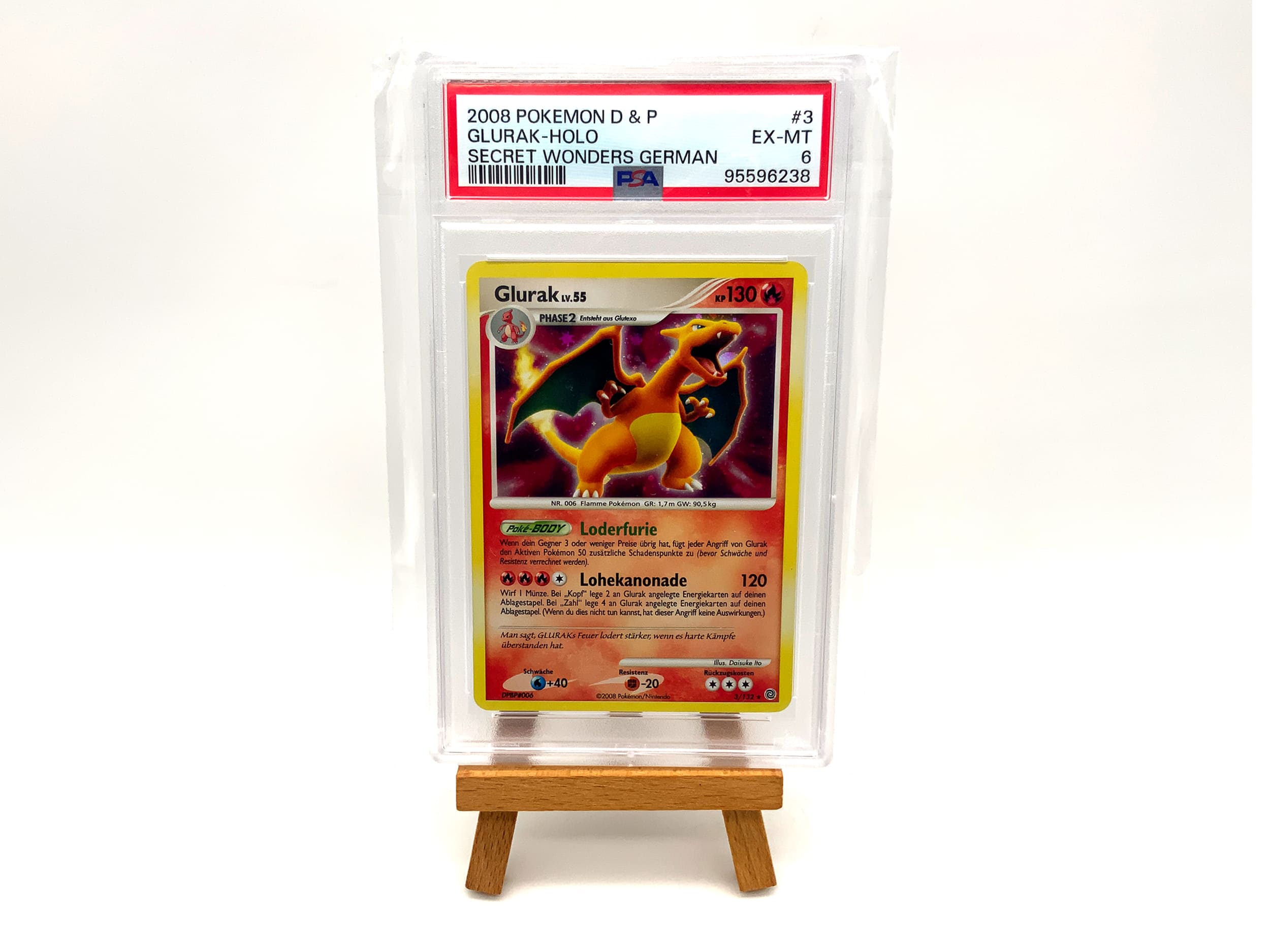 Pokémon Glurak Holo #3 PSA6 EX-MT 2008 Secret Winders D&P (deutsch)
